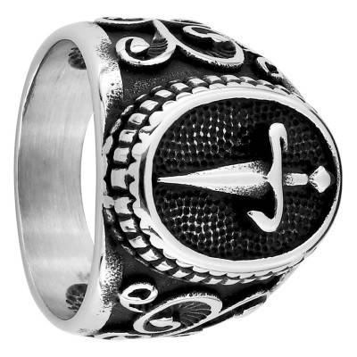 Black Sword Steel Signet Ring - Emanessence