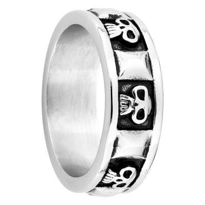 Bague Tête de Mort en Acier - Emanessence
