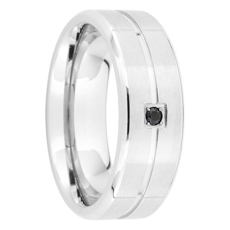 Black Zirconium Oxide & Steel Grooved Ring - Emanessence