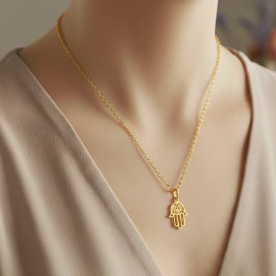 Openwork Hand of Fatma 750 Yellow Gold Pendant - Argyor