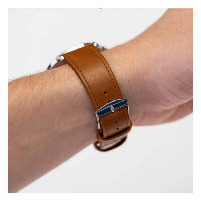 Havana Brown Topstitched Leather Watch Strap - Gustave & Cie