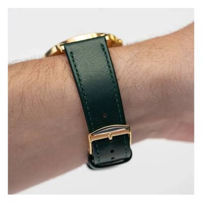 Bracelet Cuir Vert Émeraude Surpiqué - Gustave & Cie