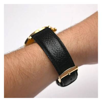 Bracelet Cuir Noir Réglisse Grainé - Gustave & Cie