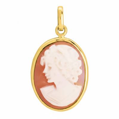 Pendentif Camée Orange en Or Jaune 750 - Emanessence