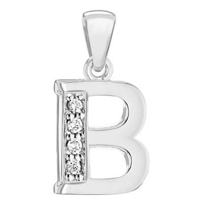 Pendentif Lettre en Argent 925 Rhodié et Oxydes de Zirconium - Artemis