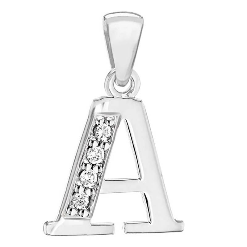 Rhodium-Plated 925 Silver and Cubic Zirconia Letter Pendant - Artemis
