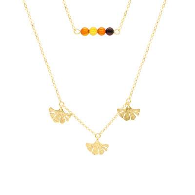Collier Double Rang Ambre & Argent 925 Doré jaune - Naïades