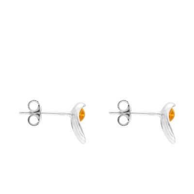 Boucles d'Oreilles Petit Coquillage en Ambre et Argent 925 - Naïades