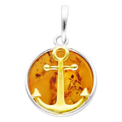 Pendentif Ancre en Argent Doré & Ambre - Naïades