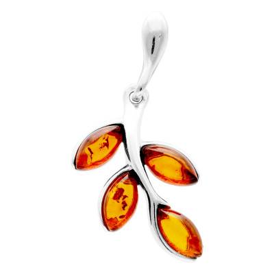 Pendentif Branche Ambre en Argent 925 - Naïades