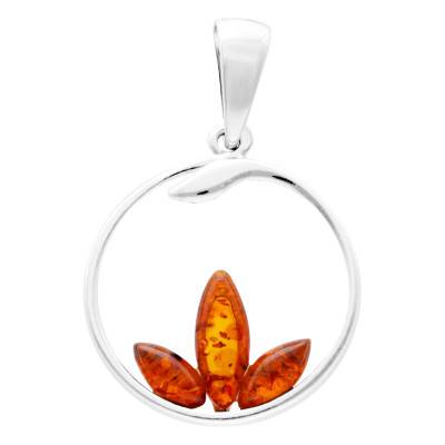 Pendentif Ambre Lotus en Argent 925 - Naïades