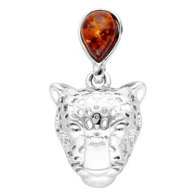 Pendentif Tigre Ambre en Argent Rhodié 925 - Naïades