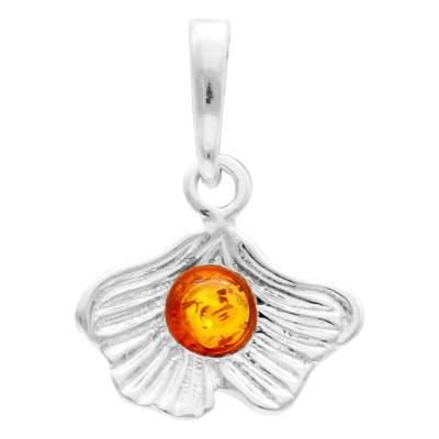 Pendentif Feuille Ginkgo Ambre en Argent 925 - Naïades