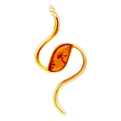 Pendentif Ambre Cognac & Argent 925 Doré Rose - Naïades