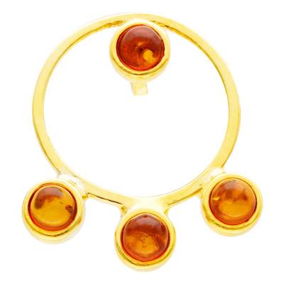 Pendentif Rond Ambre en Argent 925 Doré - Naïades