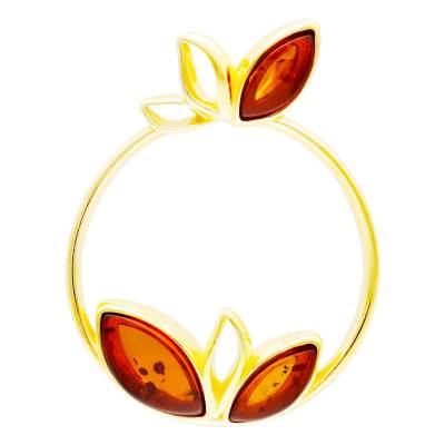 Pendentif Cercle Ambre en Argent 925 Doré - Naïades