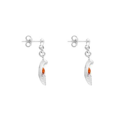 Boucles d'Oreilles Coquillage Pierre d'Ambre en Argent 925 - Naïades