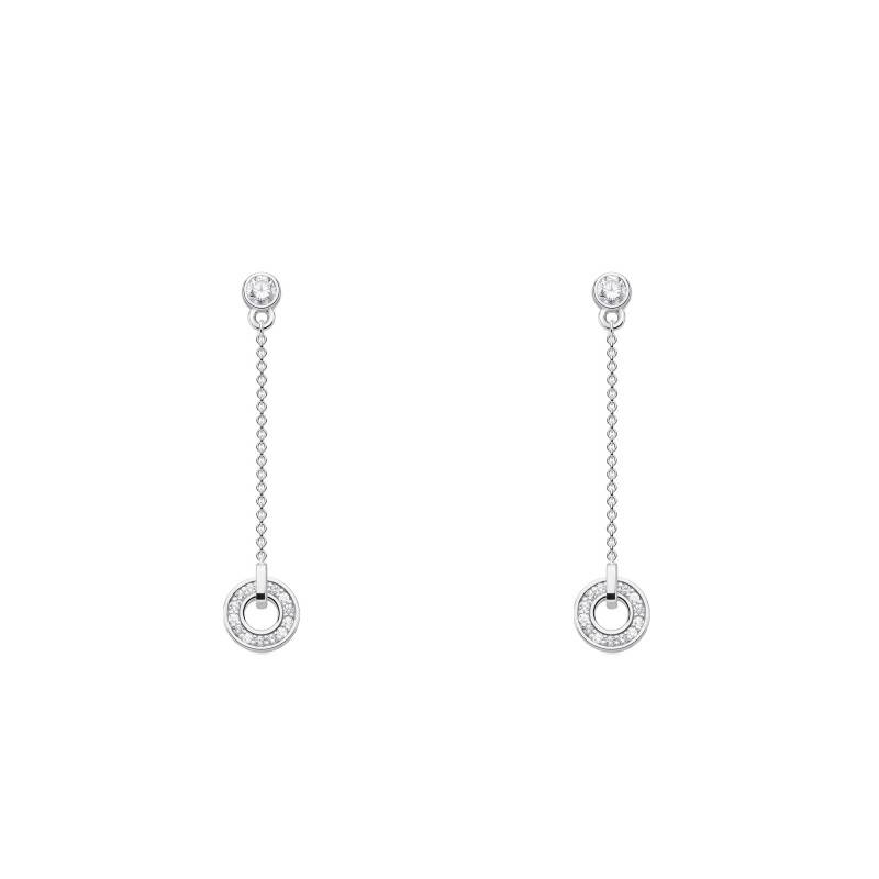 White Stone & Silver Circle Drop Earrings - H2063-051-14 - Thomas Sabo