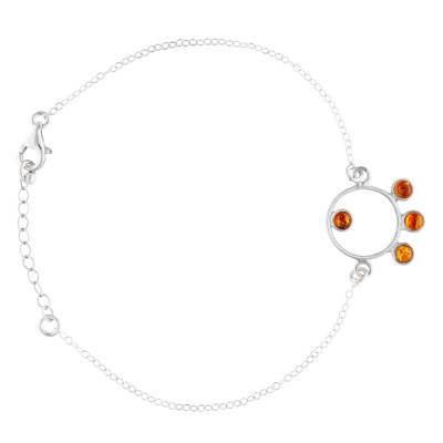 Bracelet Cercle & Ambre en Argent 925, Longueur de 16 à 18 cm - Naïades