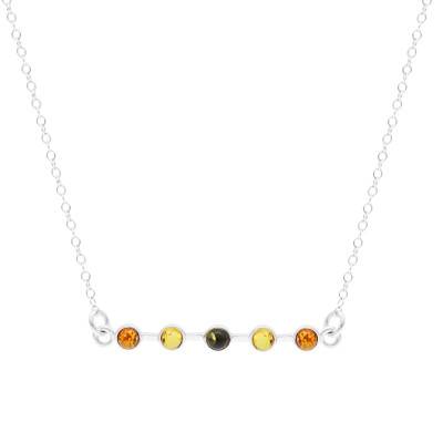 Collier Ambre Mix en Argent 925, Longueur 44 cm - Naïades
