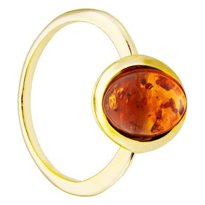 Bague Pierre d'Ambre Ovale en Argent 925 Doré, Taille 52 - Naïades