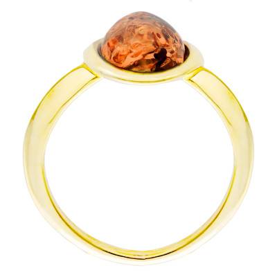 Bague Pierre d'Ambre Ovale en Argent 925 Doré, Taille 52 - Naïades