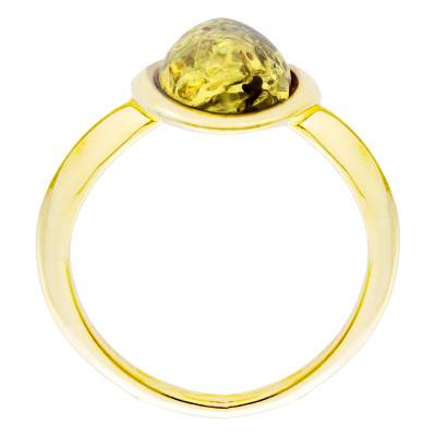 Bague Pierre d'Ambre Vert en Argent 925 Doré, Taille 56 - Naïades