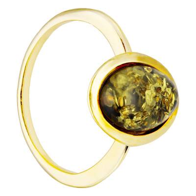 Bague Pierre d'Ambre Vert en Argent 925 Doré, Taille 56 - Naïades