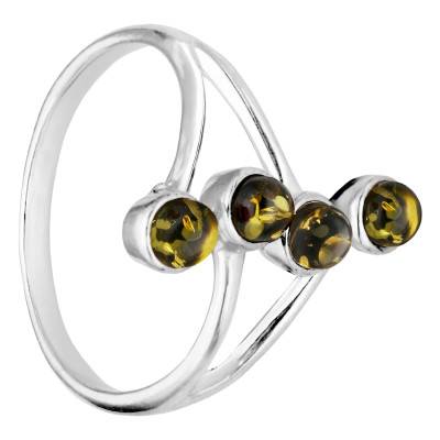 Bague Ambre Vert en Argent 925, Taille 58 - Naïades