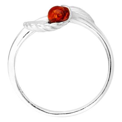 Bague Coquillage & Pierre d'Ambre en Argent 925 Rhodié, Taille 54 - Naïades