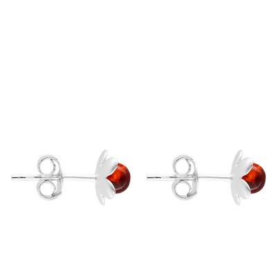 Boucles d'Oreilles Fleurs Pierre d'Ambre en Argent 925 - Naïades