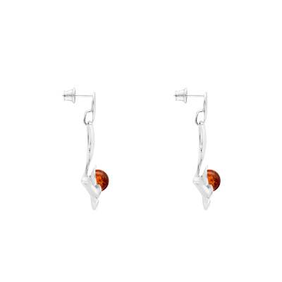 Boucles d'Oreilles Fleurs Ambre en Argent 925 - Naïades