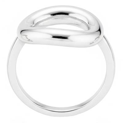 925/1000 Rhodium-Plated Silver Square Ring, Size 58 - Emanessence