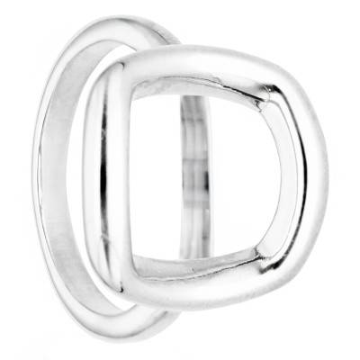 925/1000 Rhodium-Plated Silver Square Ring, Size 58 - Emanessence