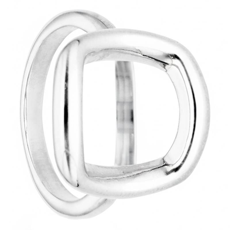 925/1000 Rhodium-Plated Silver Square Ring, Size 58 - Emanessence