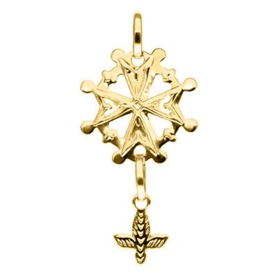 Croix Huguenote en Or Jaune 750, Dimension 15 x 30 mm - Emanessence