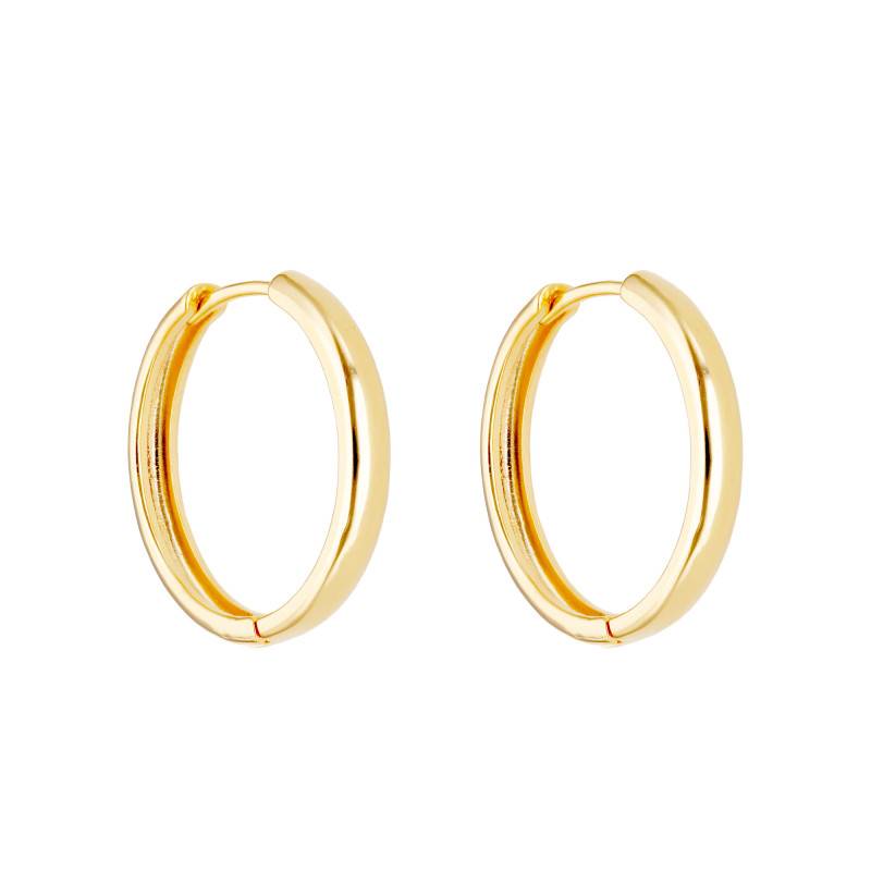 750 Yellow Gold-Plated Hoop Earrings, 19.50 mm Diameter - Emanessence