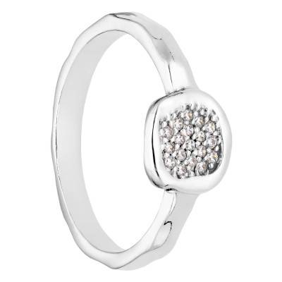 925 Rhodium-Plated Silver and Cubic Zirconia Ring Size 58 - Emanessence