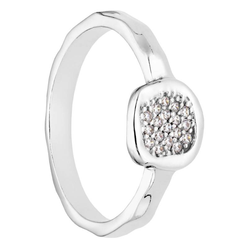 925 Rhodium-Plated Silver and Cubic Zirconia Ring Size 58 - Emanessence