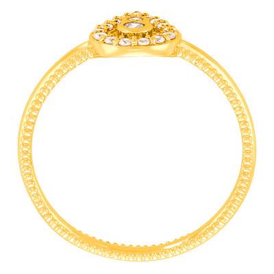 Bague Goutte Anneau Perlé en Plaqué Or Jaune 750 & Oxydes de Zirconium - Emanessence