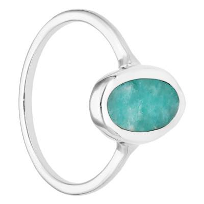 Bague Pierre Amazonite en Argent 925 Rhodié, Taille 58 - Emanessence
