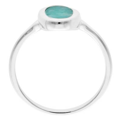 Bague Pierre Amazonite en Argent 925 Rhodié, Taille 58 - Emanessence