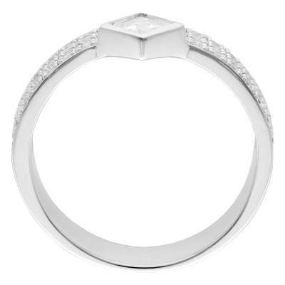 Triple Band Ring in 925 Rhodium-Plated Silver & Zirconium Oxides, Size 58 - Emanessence