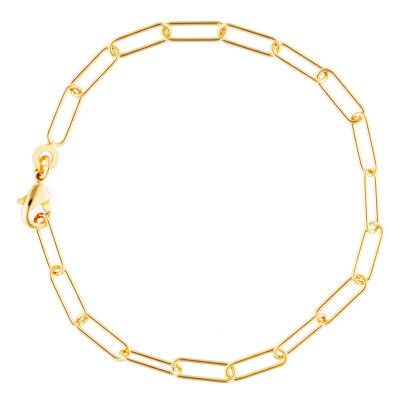 Bracelet Maille Rectangulaire en Plaqué Or Jaune 750, Longueur 18 cm, Largeur 3,5 mm - Emanessence