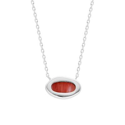 Collier Rhodonite en Argent 925 Rhodié, Longueur 40 à 45 cm - Emanessence