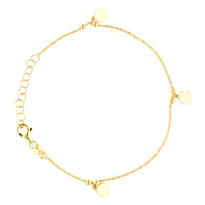 Bracelet Pampilles Rondes en Argent 925 Plaqué Or, Longueur 17 à 20 cm - Emanessence