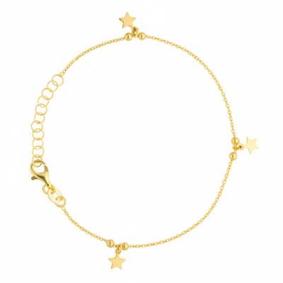 Bracelet Pampilles Étoiles en Argent 925 & Plaqué Or, Longueur de 17 à 20 cm - Emanessence