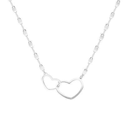 Collier Double Coeur en Argent 925, Longueur 40 cm - Emanessence