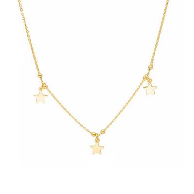 Collier Pampilles Étoiles en Argent 925 & Plaqué Or, Longueur 40 à 43 cm - Emanessence
