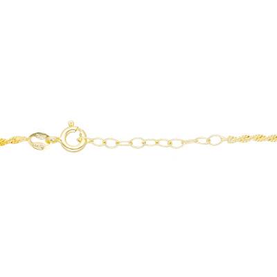 Collier Coeur Chaîne Corde en Argent 925 Plaqué Or Jaune, Longueur 40 cm - Emanessence